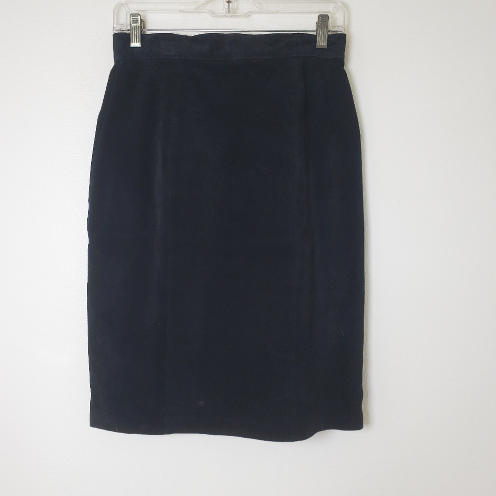 Vintage Hasting & Smith Black Suede Leather Pencil Skirt Size 6 - Picture 11 of 11